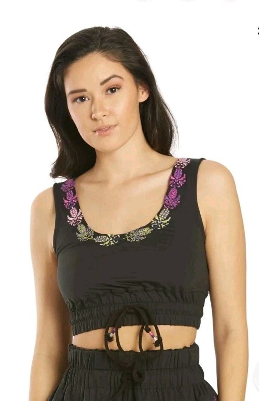 FREE PEOPLE BLACK FRIDAY NIGHT LIGHTS CROP TANK TOP SIZE MEDIUM NEW